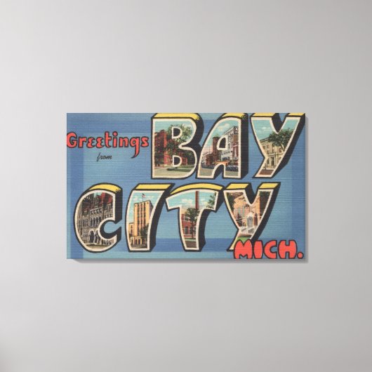 Bay City, Michigan - Large Letter Scenes 2 Canvas Afdruk (Voorkant)