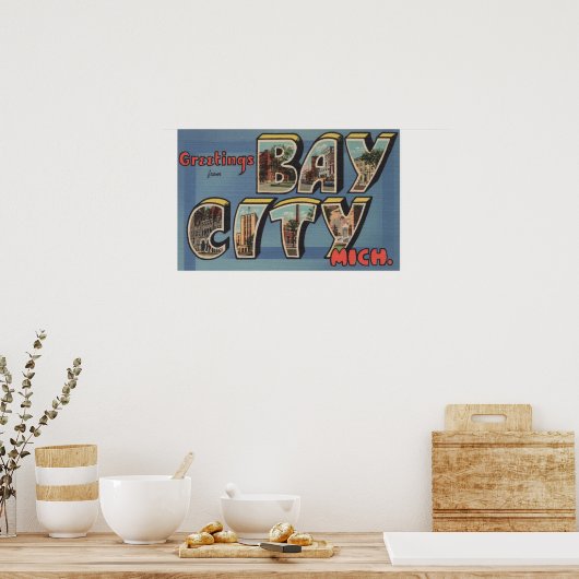 Bay City, Michigan - Large Letter Scenes 2 Poster (Keuken)