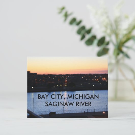 BAY CITY, MICHIGAN SAGINAW RIVER POST KAART (Staand voorkant)