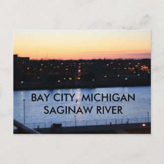 BAY CITY, MICHIGAN SAGINAW RIVER POST KAART