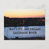 BAY CITY, MICHIGAN SAGINAW RIVER POST KAART (Voorkant)
