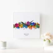 Bay City Michigan Skyline Vierkante Klok (Huis)