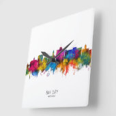 Bay City Michigan Skyline Vierkante Klok (Hoek)