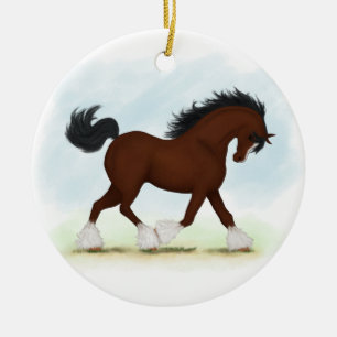 Bay Clydesdale Horse Keramisch Ornament