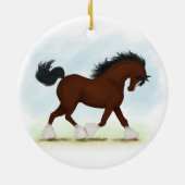 Bay Clydesdale Horse Keramisch Ornament (Achterkant)