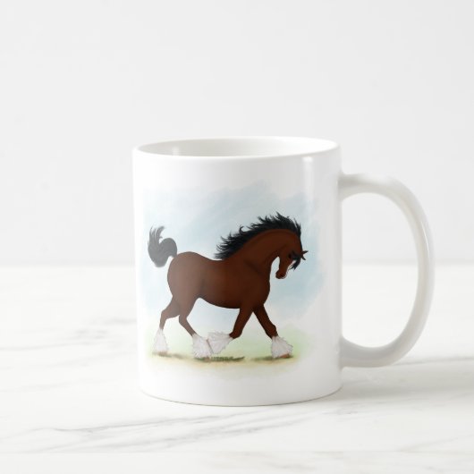 Bay Clydesdale Horse Koffiemok (Rechts)