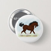 Bay Clydesdale Horse Ronde Button 5,7 Cm (Voorkant /achterkant)