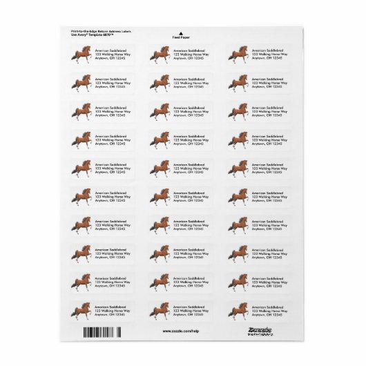 Bay Gauved Paard Label (Full Sheet)