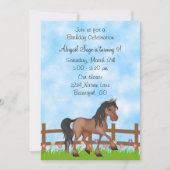 Bay Horse and Flowers verjaardagsuitnodiging Kaart (Voorkant)