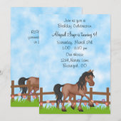 Bay Horse and Flowers verjaardagsuitnodiging Kaart (Voorkant / Achterkant)