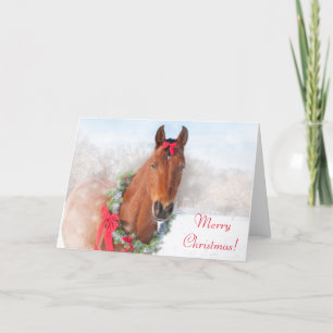 Bay Horse Christmas Feestdagen Kaart