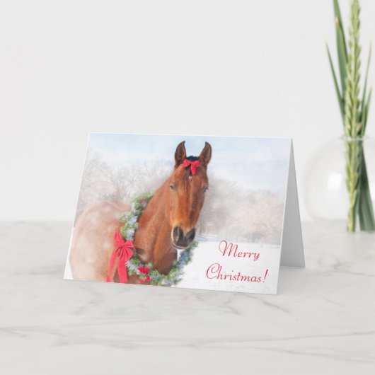Bay Horse Christmas Feestdagen Kaart (Voorkant)