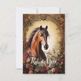 Bay Horse en wilde bloemen Bedankkaart