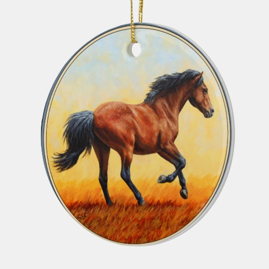 Bay Horse Galloping Keramisch Ornament (Links)