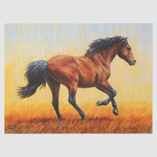 Bay Horse Galloping Tissuepapier (Voorkant)