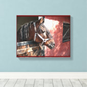  Bay Horse in een onbuigzame zonsondergang Canvas Afdruk (Insitu (Houten vloer))