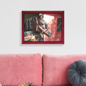  Bay Horse in een onbuigzame zonsondergang Canvas Afdruk (Insitu (Woonkamer))
