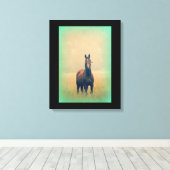 Bay Horse in een veld Canvas Afdruk (Insitu (Houten vloer))