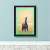 Bay Horse in een veld Canvas Afdruk (Insitu (Houten vloer))