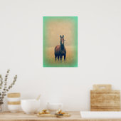 Bay Horse in een veld Poster (Keuken)