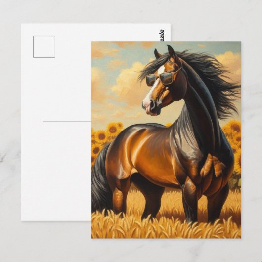 Bay Horse in een zonnebril Briefkaart (Voorkant / Achterkant)