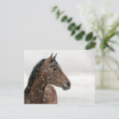 Bay Horse in Gently Falling Snow Briefkaart (Staand voorkant)