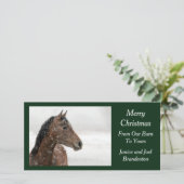 Bay Horse in Gently Falling Snow Feestdagenkaart (Staand voorkant)