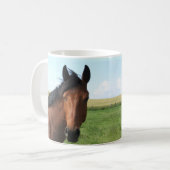 Bay Horse in Pasture Two-Tone Coffee Mok (Voorkant links)