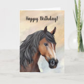 Bay Horse met Blaze Happy Birthday Kaart (Voorkant)