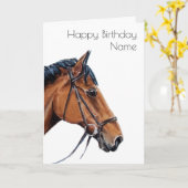 Bay Horse White Art Deco Verjaardag Kaart (Gele Bloem)