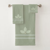 Bay Laurel bladeren & strepen op Sage badhanddoek Bad Handdoek (Insitu)