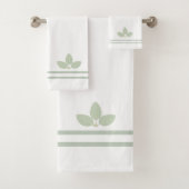Bay Laurel Bladeren & Strepen op Wit Bad Handdoek (Insitu)