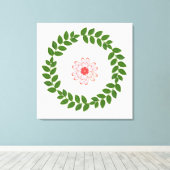 Bay Laurel Wreath & Heart Flower Mandala Canvas Afdruk (Insitu (Houten vloer))