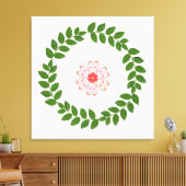 Bay Laurel Wreath & Heart Flower Mandala Canvas Afdruk (Insitu (Woonkamer))