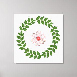 Bay Laurel Wreath & Heart Flower Mandala Canvas Afdruk