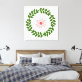 Bay Laurel Wreath & Heart Flower Mandala Canvas Afdruk (Insitu (Slaapkamer))