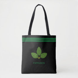 Bay Leaf Plant op groene en zwarte Canvas tas