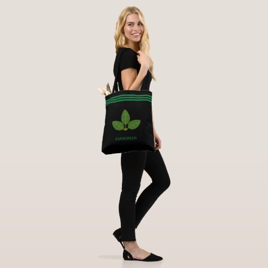 Bay Leaf Plant op groene en zwarte Canvas tas (Op model)