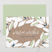 Bay Leaf Sprigs Floral Holiday Card Feestdagenkaart (Voorkant / Achterkant)