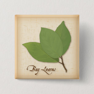 Bay Leaves Vierkante Button 5,1 Cm