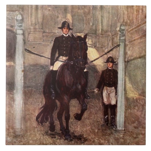 Bay Lipizzan Stallion Piaffe Tegeltje (Voorkant)