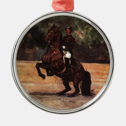 Bay Lipizzaner Levade Metalen Ornament (Voorkant)