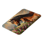 Bay Mare met een veulen Wildflowers Schilderij Magneet (Linkerzijde)