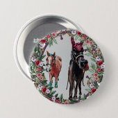 Bay Mare rozen Paard Button (Voorkant /achterkant)