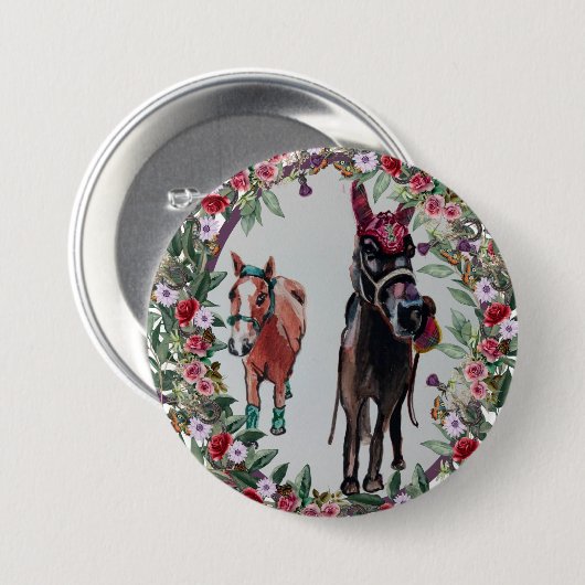 Bay Mare rozen Paard Button (Voorkant /achterkant)