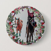 Bay Mare rozen Paard Button (Voorkant)