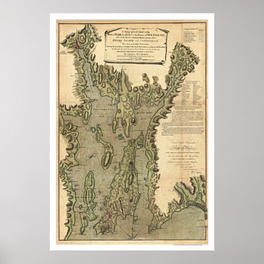 Bay of Narraganset Map 1777 Poster (Voorkant)