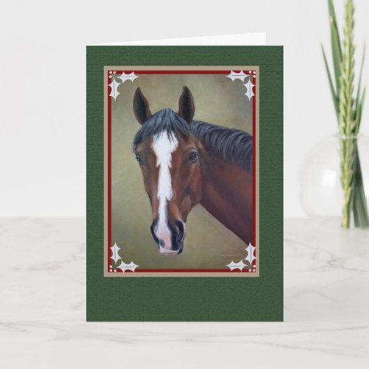 Bay OTTB Paard Kerstmis Feestdagen Kaart (Voorkant)