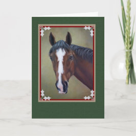 Bay OTTB Paard Kerstmis Feestdagen Kaart