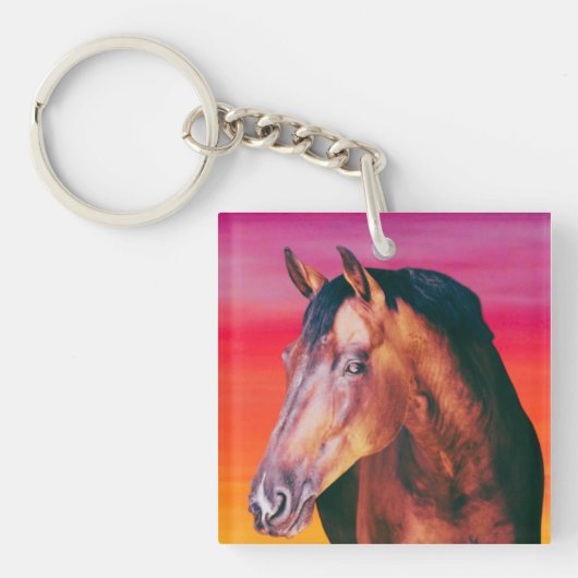 Bay Paard Gradiënt   Sleutelhanger (voorkant)